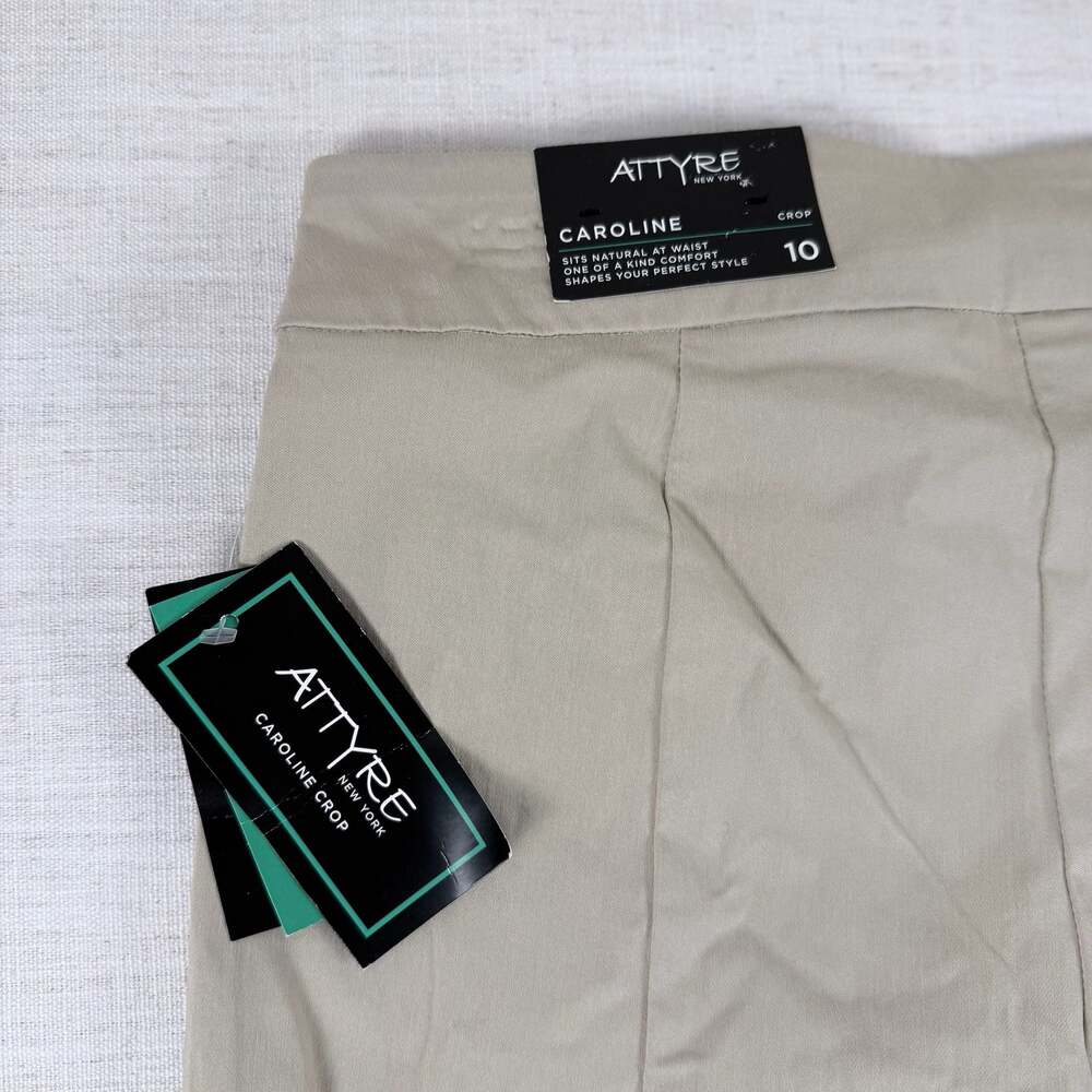 Attyre New York Caroline Crop Lace Hem Pants Size 10 Tan